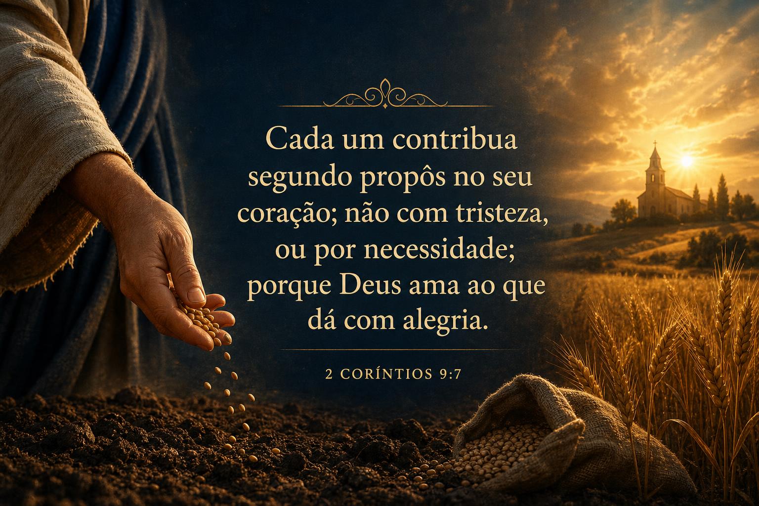 2 Coríntios 9:7 — Cada um contribua segundo propôs no seu coração, porque Deus ama ao que dá com alegria